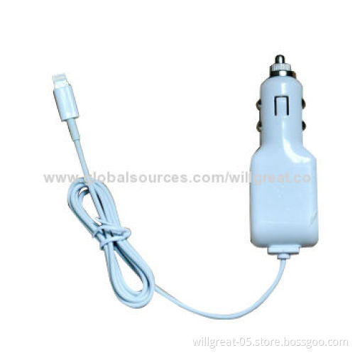In-car Charger, White, Compatible for iPhone 5/5C/5S, 12/24V DC Input